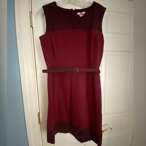 Burgundy belted professional NY&Co dress